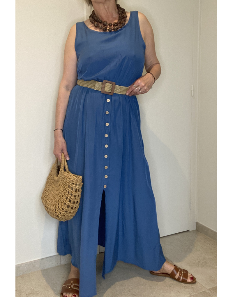 Robe longue Angela en bleu jeans