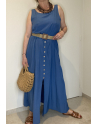 Robe longue Angela en bleu jeans