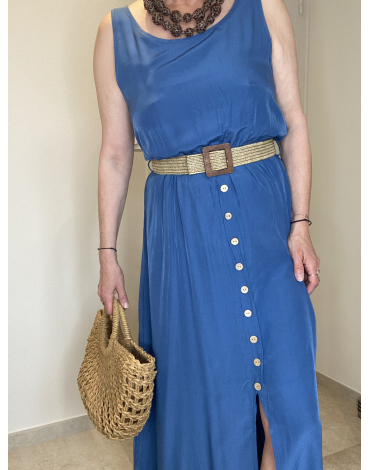 Robe longue Angela en bleu jeans